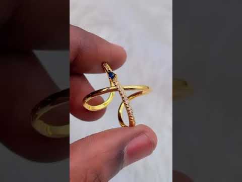 Cross Over Cubic Zirconia Red Ruby Copper 18K Gold Open Back Ring Bulk