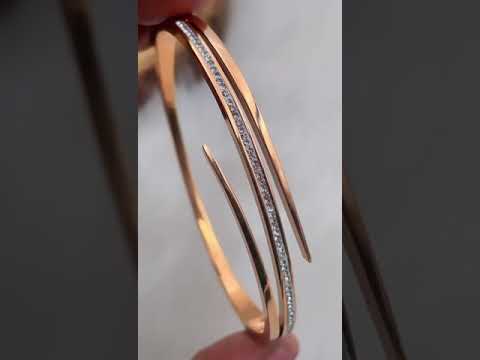 Stylish Stainless Steel Rose Gold CZ Openable Bangle Kada Bulk