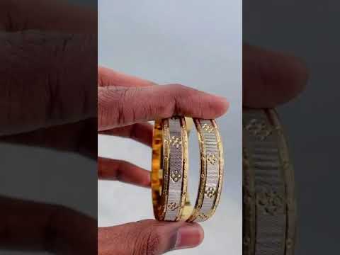 Wedding Designer 22K Gold Silver Metal Chuda Kada Bangle Set Of 2 Bulk
