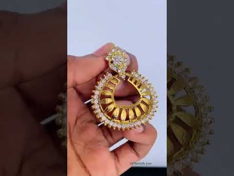 Floral American Diamond 22K Gold Plated Dangling Earring Women Bulk