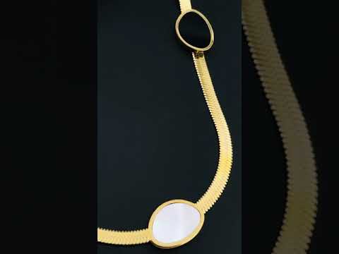 Black White Beads 18K Gold Stainless Steel Snake Chain Bracelet Bulk
