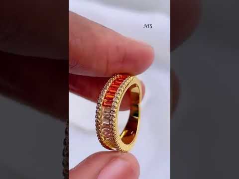Graduating Shades Of Orange Zircon 18K Gold Copper Free Size Ring Bulk