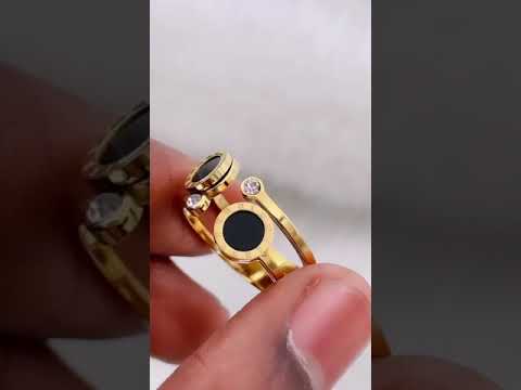 Roman Numbers Double Circle 18K Gold Stainless Steel Ring Women Bulk