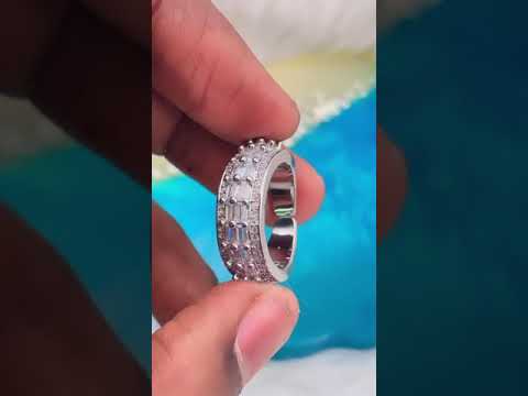 Baguette Cubic Zirconia Silver Copper Open Back Free Size Ring Bulk