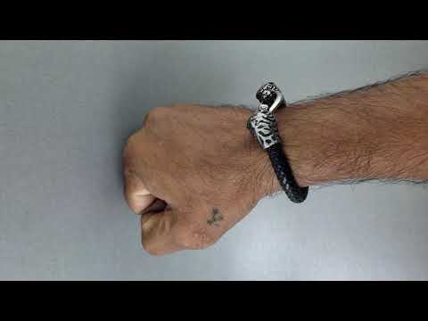 Lion Dragon Punk 316L Stainless Steel Leather Bracelet Wrist Band Bulk