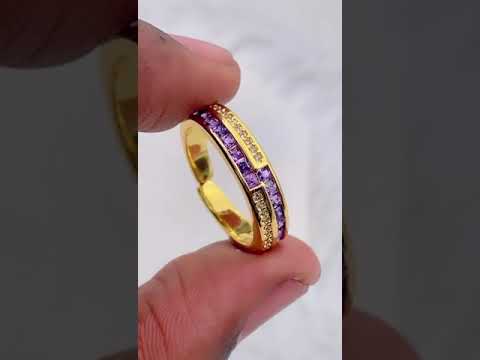 Ruby Red Copper Zig Zag Cubic Zirconia 18K Gold Open Back Ring Bulk