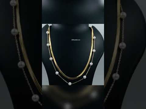 Dual Layer Pearl 18K Gold Stainless Steel Snake Necklace Chain Bulk