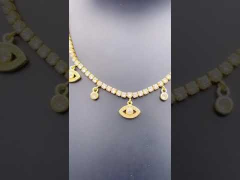 Evil Eye Tennis Solitaire Cubic Zirconia 18K Gold Charms Necklace Bulk