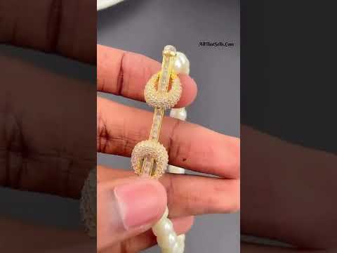 Princess White Cubic Zirconia Platinum Silver Pearl Bracelet Bulk