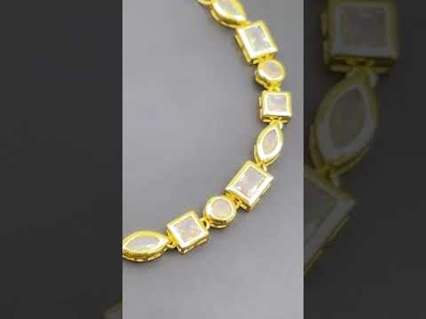 White Fancy Cubic Zirconia Copper 18K Gold Bracelet For Women Bulk