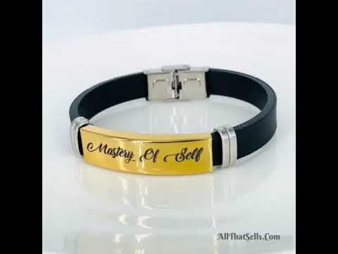 Customized Personalised Letter Engraved Id Wrist Band Bracelet Bulk