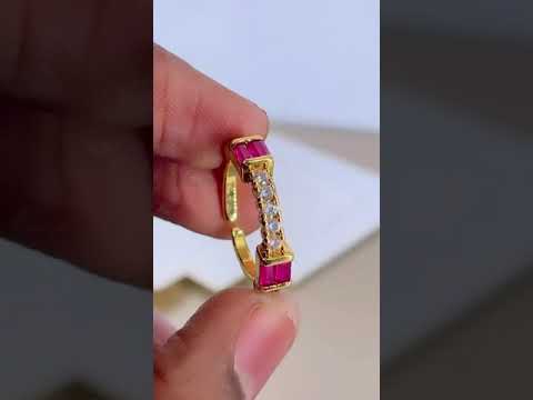 Smart Emerald Green Cubic Zirconia 18K Gold Open Back Ring Women Bulk