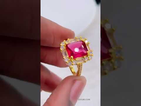 Copper Blue Sapphire Baguette CZ 18K Gold Free Size Ring Bulk