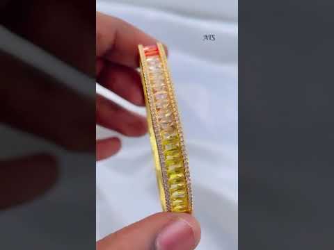 Graduating Shades Orange Pink Zircon Gold Openable Bangle Kada Bulk