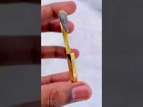 Black Nail 3D CZ Glossy 18K Gold Cuff Kada Bracelet Bulk