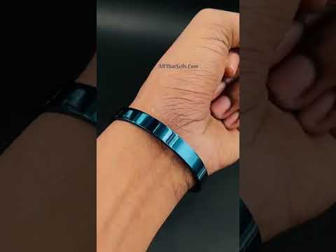 High Polished Plain Blue 316L Stainless Steel Kada Bangle Bracelet Men