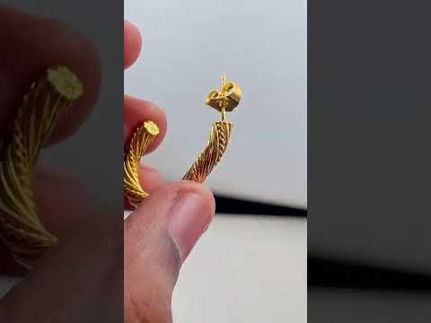 Stainless Steel Link Gold Laser Engraved Hoop Earring Pair Women Bulk