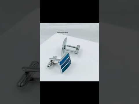 Stripes Blue Cufflinks In Box Bulk