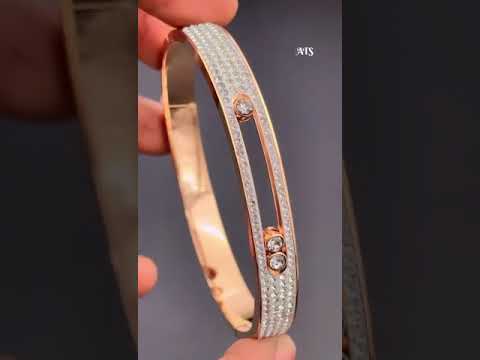 Dancing Zircons 18K Gold Stainless Steel Openable Kada Bangle Bulk