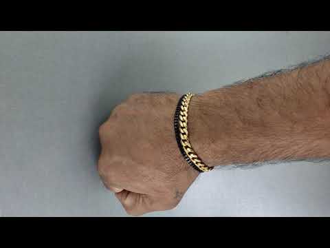 Double Layered Black Gold Stainless Steel Curb Chain Bracelet Bulk