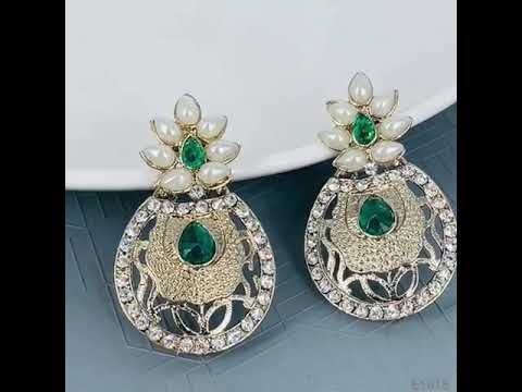 Flower Filigree Antique Rhodium Pearl Green Earring For Women Bulk