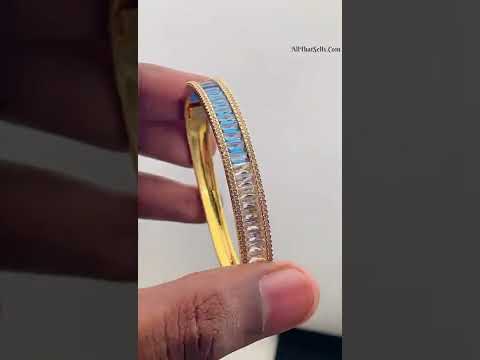 Copper Graduating Shades Blue Zircon Gold Openable Bangle Kada Bulk