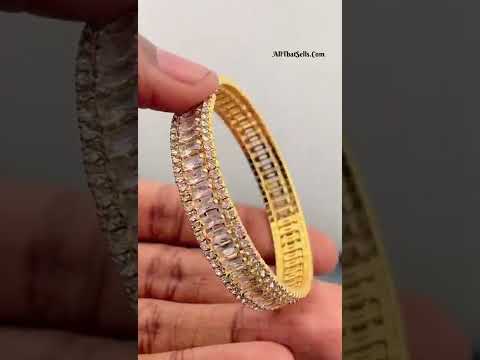 Multi Colour Copper Baguette CZ 18K Gold Cuff Kada Bangle Bulk