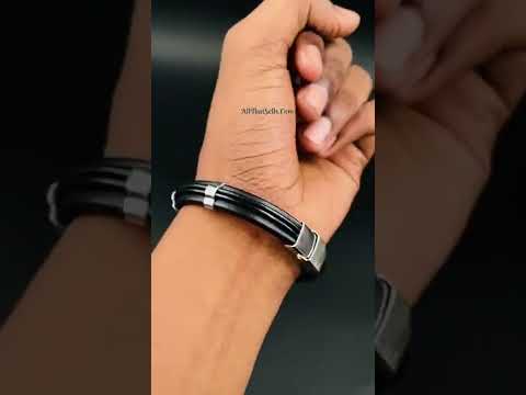 Anchor Rudder Sailor 316L Stainless Steel Black Leather Bracelet Bulk