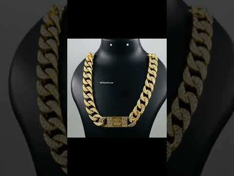 Hip Hop Iced Out Alloy Cuban Silver Stainless Steel Rhinestone Curb Engrave Chain 18" For Men