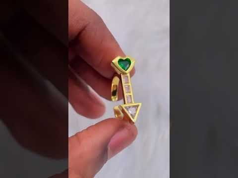 Black Heart Arrow Love Cubic Zirconia 18K Gold Free Size Ring Bulk