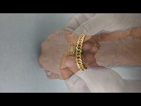 Italian 3D Curb Links 22K Gold Plated Stainless Steel Bracelet Bulk