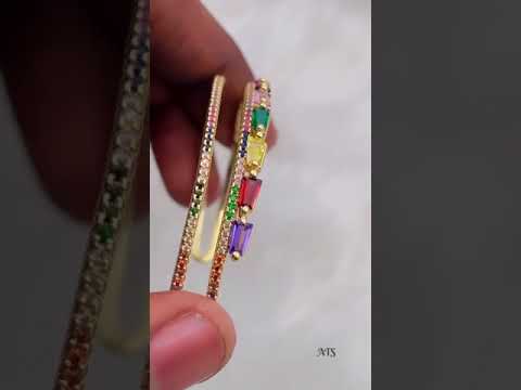 Multi Color Rainbow Dual Layer 18K Gold Copper Cuff Bangle Women Bulk