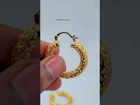 Mesh 18K Gold Anti Tarnish Copper Hoop Earring Pair For Women Bulk