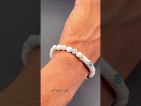 Evil Eye Natural White Howlite Crystal Beads Unisex Bracelet Bulk