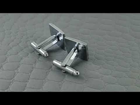 Square Black Checks Cufflinks In Box Bulk