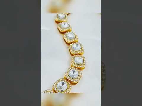 Hip Hop Iced Out Alloy Cuban Gold Rhinestone Square Tennis Ice Out Necklace Chain 18"