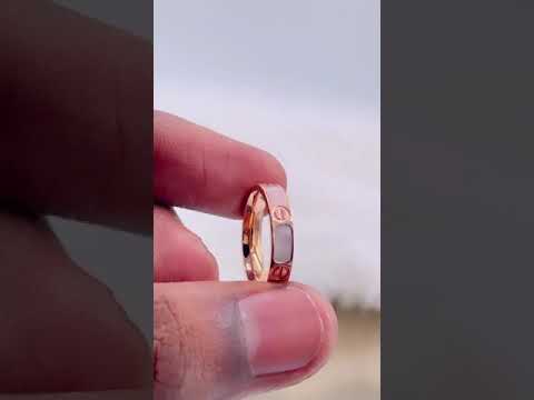 White Mother Of Pearl Screw Rose Gold Stainless Steel Band Ring Bulk