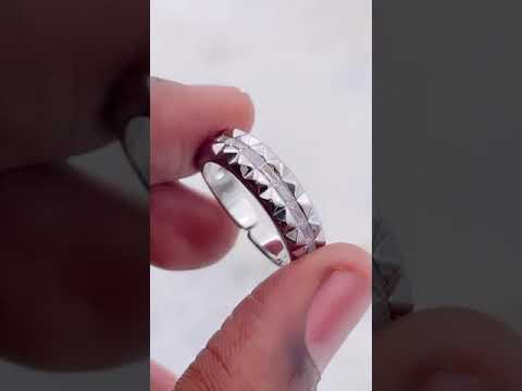 Checkered Baguette Copper 18K Gold Free Size Ring For Women Bulk