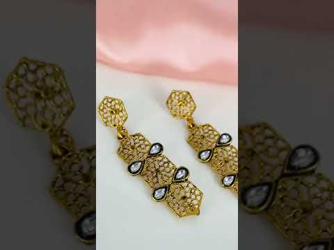 Italian Kundan 14K Gold Plated Dangling Earring For Women Bulk