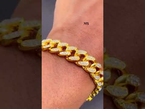 Hip Hop Iced Out Curb Cuban Cubic Zirconia Chunky Gold Bracelet Bulk