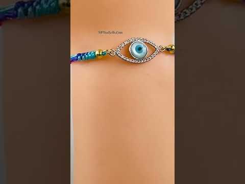 Evil Eye Copper Multi Gold Silver CZ Thread Adjustable Bracelet Bulk