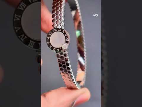 Mother of Pearl Etch Work 18K Gold Stainless Steel Openable Kada Bangle for Women