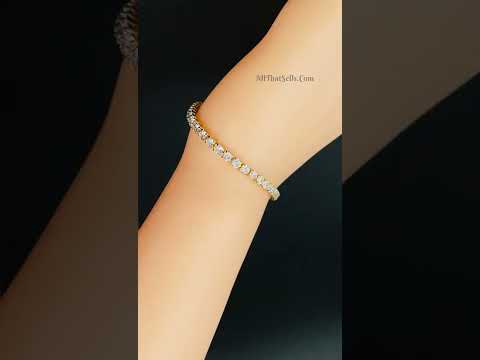 18K Gold Baguette Cubic Zirconia American Diamond Tennis Bracelet