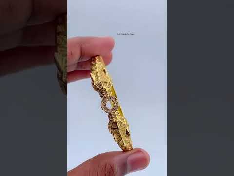 Dual Panther Evil Eye Cubic Zirconia Copper Gold Bangle Kada Bulk