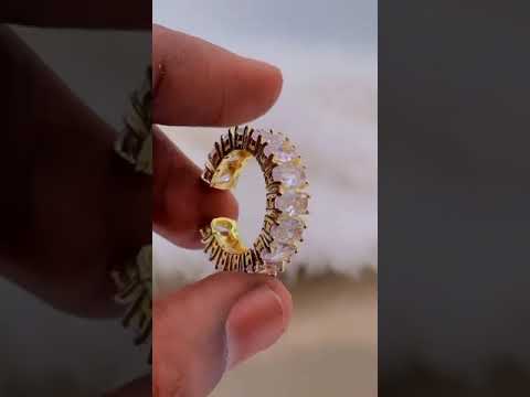 Baguette Copper Cubic Zirconia Gold Free Size Adjustable Ring Bulk