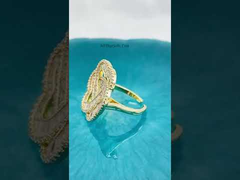 Copper Triple Heart Love Crystal Baguette Gold Adjustable Ring Bulk