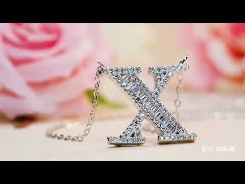Silver White CZ Initial Alphabet Letter S Necklace Pendant Chain Bulk