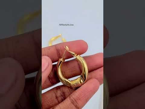 18K Gold Anti Tarnish Copper Glossy Hoop Earrings For Women Bulk