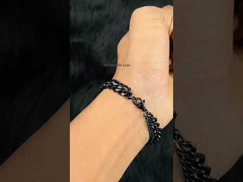 Layered Wrist Wrap Black Stainless Steel Curb Chain Bracelet Bulk