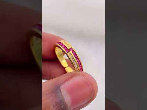 Ruby Red Copper Zig Zag Cubic Zirconia 18K Gold Open Back Ring Bulk
